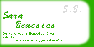 sara bencsics business card